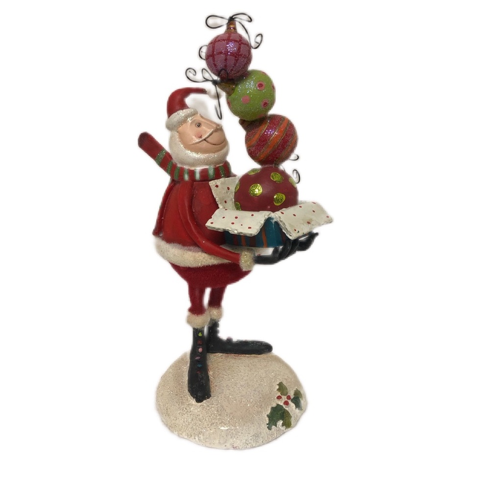 Santa Man Figurine Statue 9” Christmas Holiday Glitter Funny Collectible